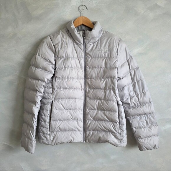 The North Face Women's Aconcagua 3 Jacket Grey Meld Sz L Stiff Zipper Down Puff - Picture 1 of 10
